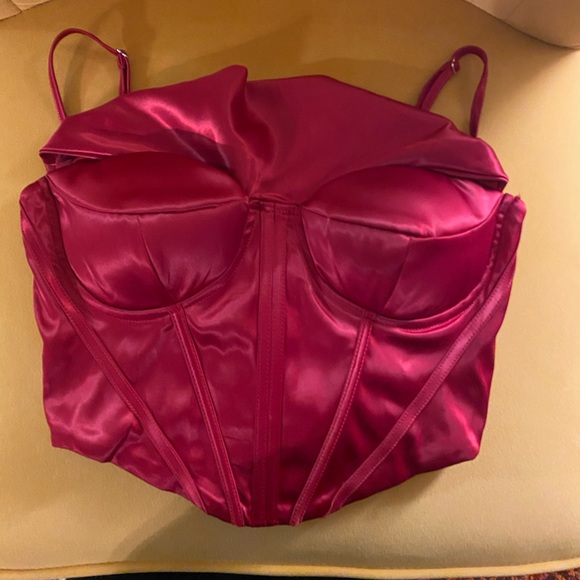 Corset top in blood red colour - Picture 1 of 5